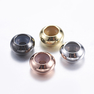 Brass Beads, with Rubber Inside, Slider Beads, Stopper Beads, Rondelle, Mixed Color, 6x3mm, Hole: 2mm(KK-K197-A-15)