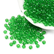 Transparent Acrylic Beads, Faceted, Rondelle, Green, 4x3.5mm, Hole: 1.5mm, about 14000pcs/500g(TACR-N017-01-07)