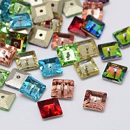 K9 Glass Rhinestone Beads, Faceted, Square, Mixed Color, 6x6x2mm, Hole: 0.8mm(RGLA-M001-6x6mm-M)