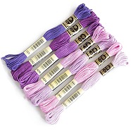 7 Skeins 7 Colors 6-Ply Cotton Embroidery Floss, Cross Stitch Threads, Purple Gradient Color Series, Mixed Color, 1mm, about 8.75 Yards(8m)/Skein, 1 skein/color(PW-WG61686-01)