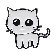Cartoon Cat Badge, Exquisite Animal Alloy Brooch, Versatile Scarf Buckle Enamel Pins, WhiteSmoke, 26x24mm(PW-WG43032-01)