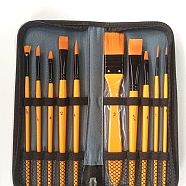 Paint Wood Brushes Set, with Aluminium Tube, for DIY Oil Watercolor Painting Craft, Orange, 17.7~20.2x0.4~2.5cm, 10pcs/set(CELT-PW0001-015A)