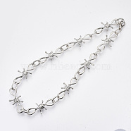 Alloy Barb Wire Necklaces, with Lobster Claw Clasp, Platinum, 19.1 inch(48.5cm)(X-NJEW-R254-01A-P)