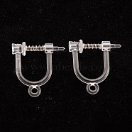 304 Stainless Steel Clip-on Earring Findings, Environmental Protection Plastic, U-Shaped, Stainless Steel Color, 13.5x13x3mm, Pin: 1mm(STAS-G247-01P)