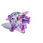 Handmade Lampwork 3D Pig Figurines, for Home Desktop Decoration, Medium Orchid, 40mm(PW-WG36639-05)