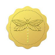 Self Adhesive Gold Foil Embossed Stickers, Medal Decoration Sticker, Dragonfly, 5x5cm, 4pcs/sheet(DIY-WH0211-474)