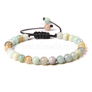 Natural Flower Amazonite Round Bead Adjustable Braided Bracelets, 6mm(UO3136-32)