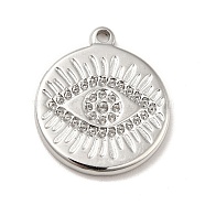304 Stainless Steel Pendants Rhinestone Setting, Flat Round with Eye, Stainless Steel Color, 21x18x2mm, Hole: 1.6mm, Fit for 1~1.2mm rhinestone(STAS-A066-16P)