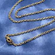 304 Stainless Steel Cable Chain Necklace Making, with Lobster Claw Clasps, PVD Vacuum Plating, Golden, 17.7 inch(45cm), 2mm(X-STAS-P045-01G-A)