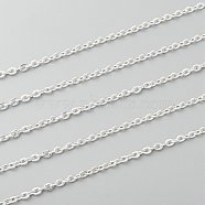 304 Stainless Steel Cable Chains, Soldered, without Spool/Card Paper, Flat Oval, Silver, 4x3x0.6mm, about 6.56 Feet(2m)/strand(CHS-S006-JA607-1)