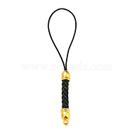 Korean Polyester Thread Pendants Decorations, with Golden Tone Brass Findings, Black, 73mm, Hole: 1.6mm(FIND-K011-01G-07)
