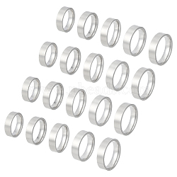 20Pcs 5 Styles 304 Stainless Steel Finger Rings for Men, Stainless Steel Color, US Size 7~11(17.3~20.6mm), 4pcs/style(RJEW-UN0003-12)