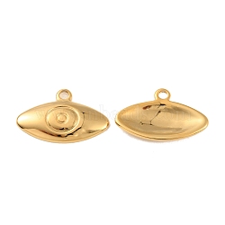 Ion Plating(IP) 304 Stainless Steel Pendants, Eye Charm, Real 18K Gold Plated, 14x22x3mm, Hole: 2mm(STAS-D051-21G)