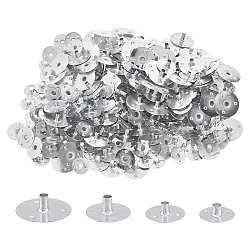 SUPERFINDINGS 400Pcs 4 Styles Iron Candle Wick Base, Flat Round, Platinum, 1.25~2x0.4~0.7cm, Hole: 100pcs/style(FIND-FH0009-49)