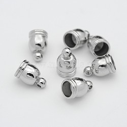 Dome CCB Plastic Cord End Caps for Jewelry Making, Platinum, 12x8mm, Hole: 1.5mm, Inner Diameter: 6mm(CCB-J028-42P)