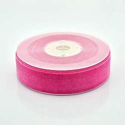 Polyester Velvet Ribbon for Gift Packing and Festival Decoration, Deep Pink, 1 inch(26mm), about 25yards/roll(22.86m/roll)(SRIB-M001-26mm-175)