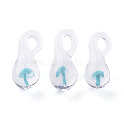 Handmade Lampwork Glass Pendants, Pyrex, Mushroom, Sky Blue, 21~25x9~10mm, Hole: 3~4mm(X-LAMP-Q028-12B)