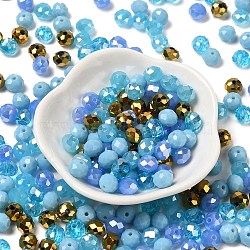 Glass Beads, Faceted, Rondelle, Pale Turquoise, 8x6mm, Hole: 1mm, about 1210pcs/500g(EGLA-A034-LM8mm-15)