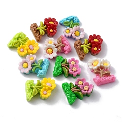 Opaque Resin Decoden Cabochons, Flower, Mixed Color, 24x17.5x7mm(X-CRES-P030-B)