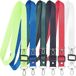 Nbeads 6Pcs 6 Colors Imitation Nylon Mobile Accessories, Cell Phone Lanyards, Adjustable Neck Strap, with Platinum Tone Iron Swivel Clasps & PP Plastic Slide Buckle, Mixed Color, 65~126x2.5x0.5cm(AJEW-NB0003-16)