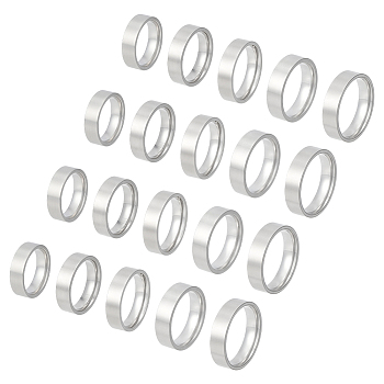 20Pcs 5 Styles 304 Stainless Steel Finger Rings for Men, Stainless Steel Color, US Size 7~11(17.3~20.6mm), 4pcs/style
