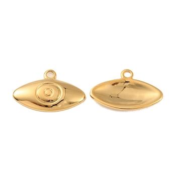 Ion Plating(IP) 304 Stainless Steel Pendants, Eye Charm, Real 18K Gold Plated, 14x22x3mm, Hole: 2mm