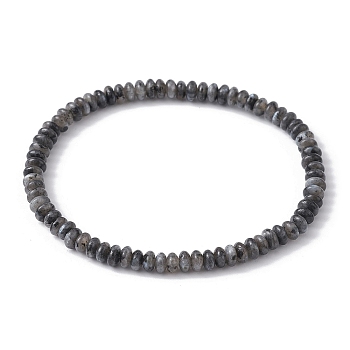 Natural Black Labradorite Rondelle Beaded Stretch Bracelets, Inner Diameter: 2 inch(5.15cm)