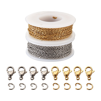 DIY Stainless Steel Chain Necklaces & Bracelets Making Kits, Including Cable Chains & Lobster Claw Clasps & Open Jump Rings, Golden & Stainless Steel Color, Chain: 20m/set