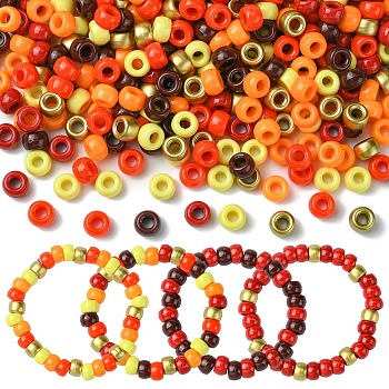 600Pcs 6 Colors Opaque Plastic Beads, Barrel, Mixed Color, 9x6mm, Hole: 3.8mm, 100pcs/color