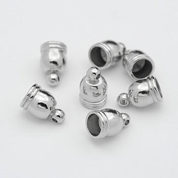 Dome CCB Plastic Cord End Caps for Jewelry Making, Platinum, 12x8mm, Hole: 1.5mm, Inner Diameter: 6mm
