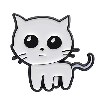 Cartoon Cat Badge, Exquisite Animal Alloy Brooch, Versatile Scarf Buckle Enamel Pins, WhiteSmoke, 26x24mm