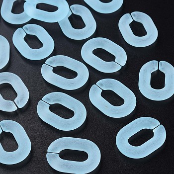 Transparent Acrylic Linking Rings, Quick Link Connectors, for Cable Chains Making, Frosted, Oval, Cyan, 24x18x5mm, Inner Diameter: 13x7mm, about 403pcs/500g