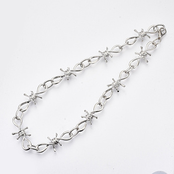 Alloy Barb Wire Necklaces, Thorns Necklace, with Lobster Claw Clasp, Platinum, 18.5 inch(47cm)