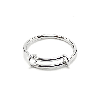 304 Stainless Steel Wire Wrap Expandable Adjustable Ring for Women, Stainless Steel Color, US Size 6 1/2(16.9mm)