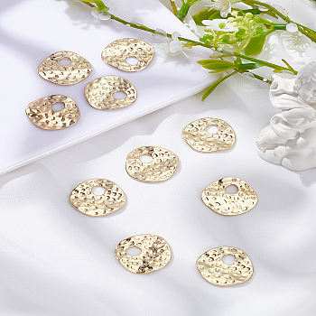 10Pcs Rack Plating Alloy Pendants, Cadmium Free & Lead Free, Oval, Light Gold, 23x23.5x1.5mm, Hole: 1.6mm