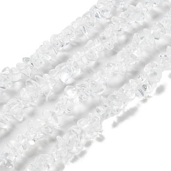 Transparent Glass Beads Strands, Chip, Clear, 1~7x4~14x3~7.5mm, Hole: 0.4mm, 31.50''~31.69''(80~80.5cm)