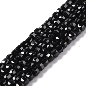 Natural Black Quartz Beads Strands, Faceted, Cube, 2.5x2.5x2.5mm, Hole: 0.6mm, about 156pcs/strand, 15.35''(39cm)