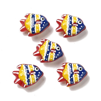 Handmade Lampwork Beads, Fish, Gold, 17.5~18x22.5~23x10~10.5mm, Hole: 1~1.2mm