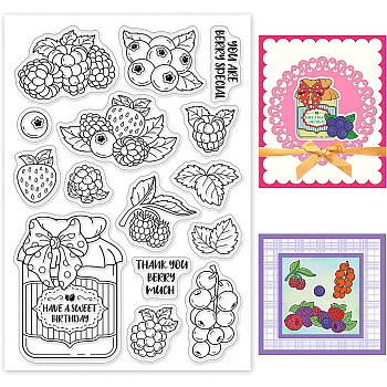 PVC Plastic Stamps, for DIY Scrapbooking, Photo Album Decorative, Cards Making, Stamp Sheets, Film Frame, Fruit Pattern, 16x11x0.3cm