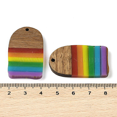 pendentifs en résine et bois de noyer sur le thème arc-en-ciel de la fierté(WOOD-K012-02)-3