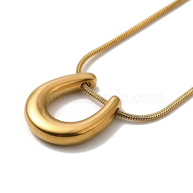 304 Stinless Steel Arch Pendant Necklaces with Round Snake Chains(NJEW-H024-03G)-2