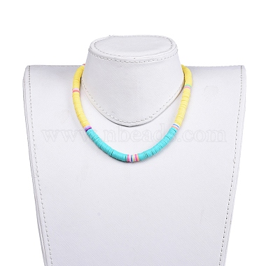 Handmade Polymer Clay Heishi Beaded Choker Necklaces(NJEW-JN02722)-5