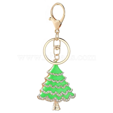 Golden Lime Green Christmas Tree Alloy Rhinestone+Enamel Big Pendants