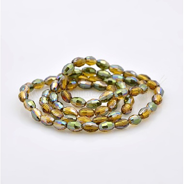 Half Rainbow Plated Glass Faceted Rice Beads Strands(GLAA-A030A-HR06)-2