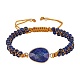 Bracelet de perles tressées en lapis-lazuli naturel(BJEW-SZ0002-54B)-1