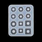DIY Beads Silicone Molds, Rectangle, White, 69x55x13.5mm, Hole: 4.5~5.5mm, Inner Diameter: 10~13x10~13mm(SIMO-TAC0001-15B)