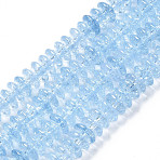 Crackle Glass Beads, Dyed & Heated, Rondelle, Cornflower Blue, 6x3.5mm, Hole: 1.2mm, about 147pcs/strand, 15.23 inch(38.7cm)(X-GLAA-S192-B-004I)