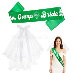 1Pc Cloth Ribbon Bride's Etiquette Shoulder Strap, with 1Pc Polyester Mesh Bridal Veils, Mixed Color, 790x95x0.2mm(AJEW-NB0008-95)
