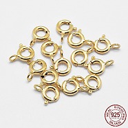 925 Sterling Silver Spring Ring Clasps, Ring, with 925 Stamp, Golden, 11.5x9.5x2mm, Hole: 2mm(STER-K167-076D-G)
