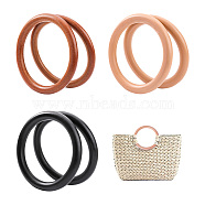 6Pcs 3 Colors Wooden Bag Handles, Bag Replacement Accessories, Round Ring, Mixed Color, 10.6~10.7x1.2cm, Inner Diameter: 8.1~8.2cm, 2pcs/color(FIND-FH0004-61)
